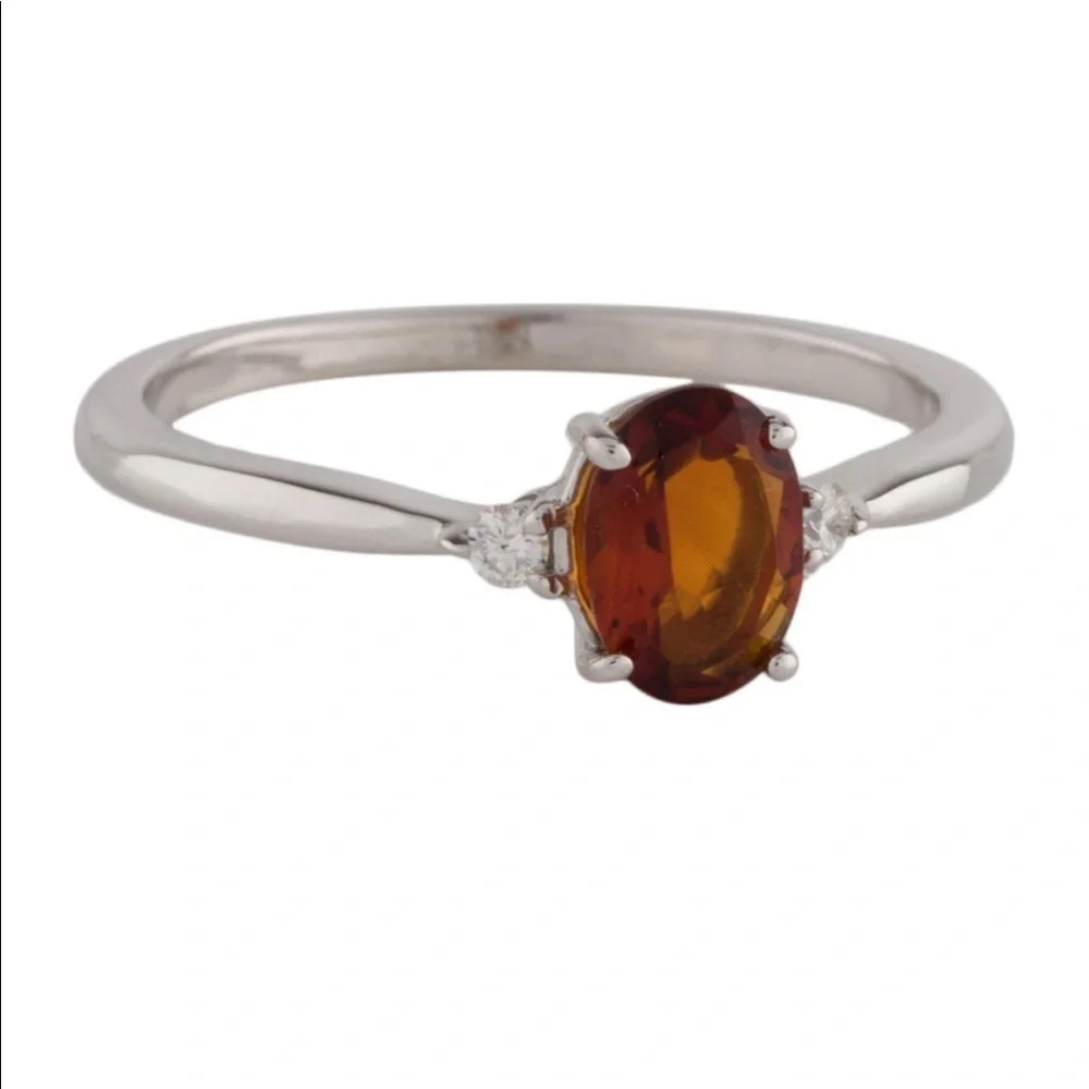 Brand New Citrine and Diamond 14k White Gold Ring $538 - Picture 2 of 6